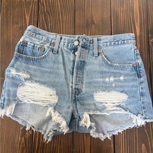 Levi's Light Blue Distressed Jean Shorts